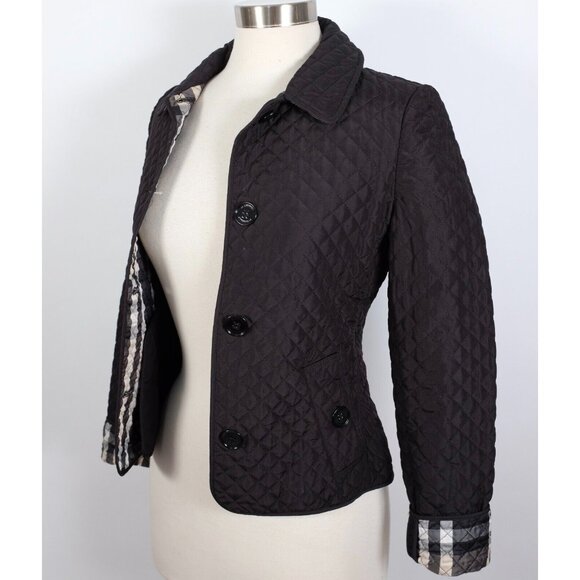 Burberry London sz 2 field jacket coat quilted nova check lining black - Picture 1 of 14
